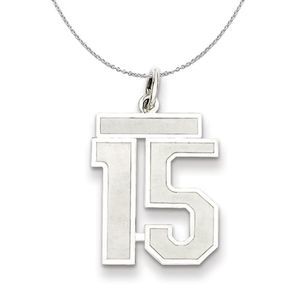 Sterling Silver, Jersey Collection, Medium Number 15 Necklace - 20 In